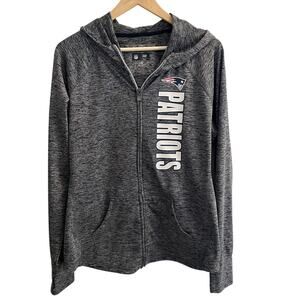 NFL Team Apparel Women's Patriots‎ Long Sleeve Gray Zip Up Size L/G Hooded